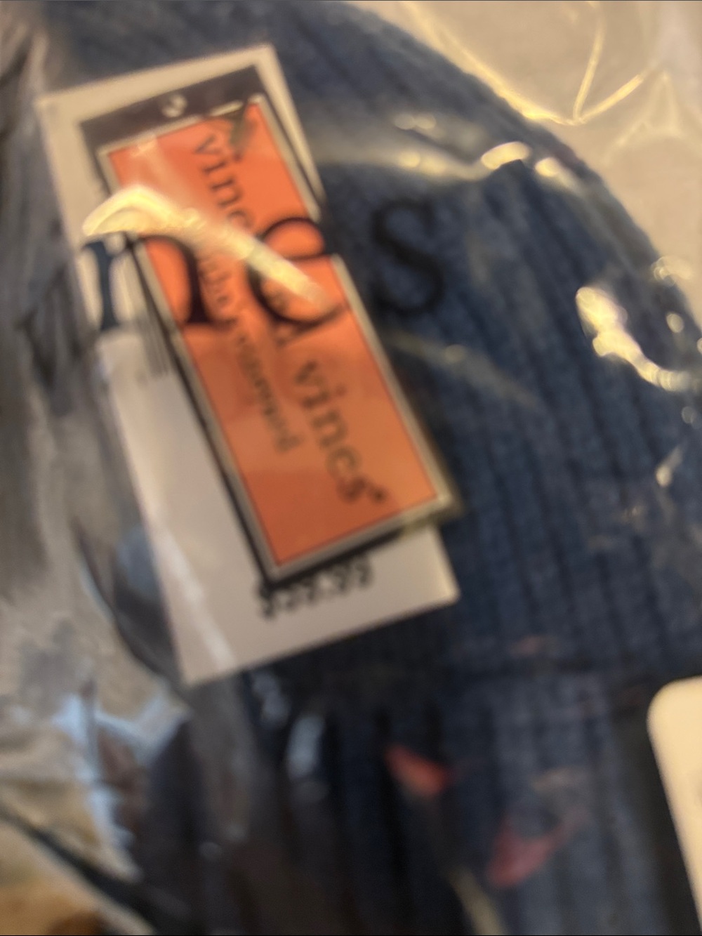 Vineyard Vines Navy Rib Knit Beanie with Leather Whale Patch - Picture 2 of 2